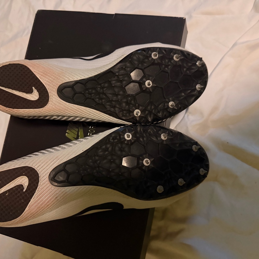 Nike man’s  White and Black Track Spikes with Metal Pins